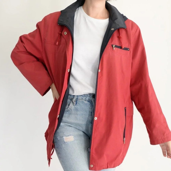 Vintage Fen-Nelli Sport Red Jacket  with Hood Size 15-16 - Picture 1 of 13